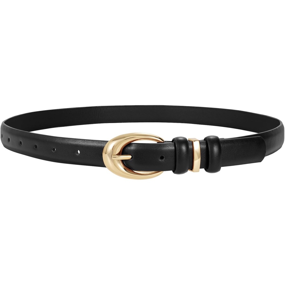 Triworks Faux Leather Belt with Gold Buckle